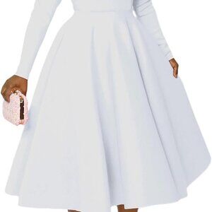 Women's Vintage Cocktail Dresses 1950s Round Neck Long Sleeve A Line Formal Chur